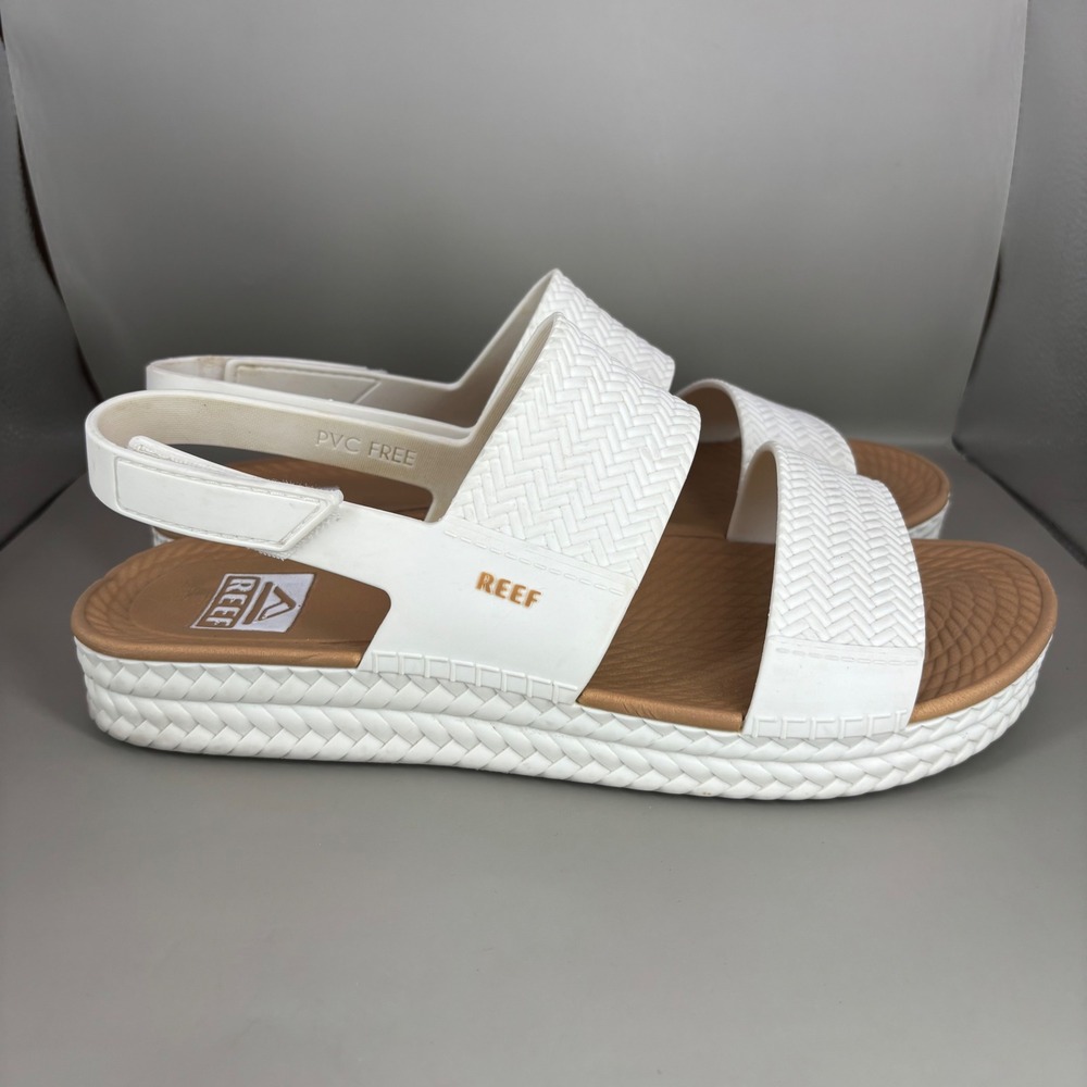 Reef Water Vista White Tan Platform Sandals Womens Size 9 Water Friendly Strappy